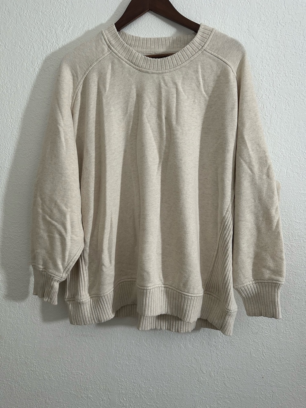 Aerie Oversized Crewneck Ribbed Sweatshirt Size L